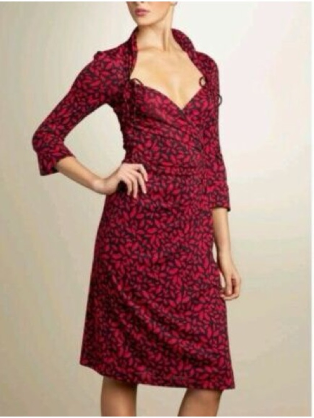 Diane Von Furstenberg Black Dress with Red Lips Print